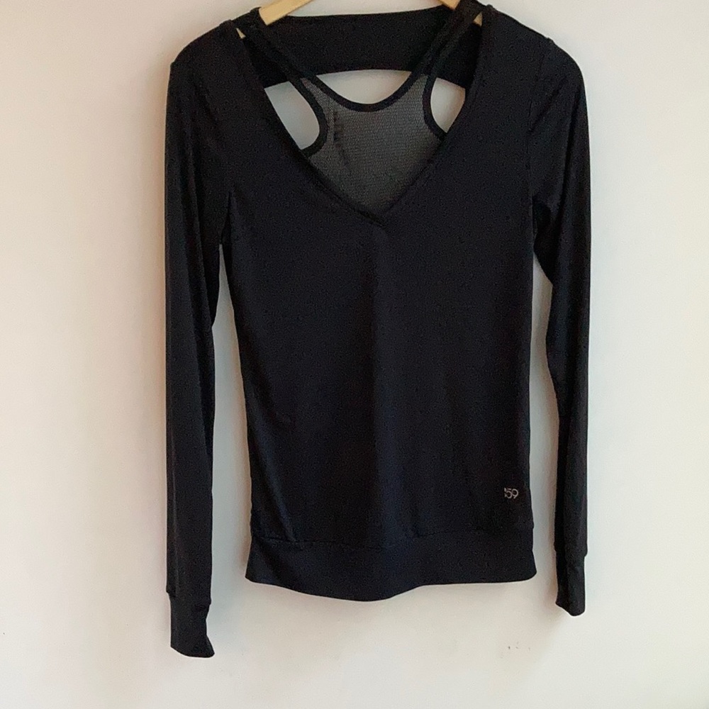 59 SplitsFiftyNine Cut Out Black Athletic Leisure Top Size Small